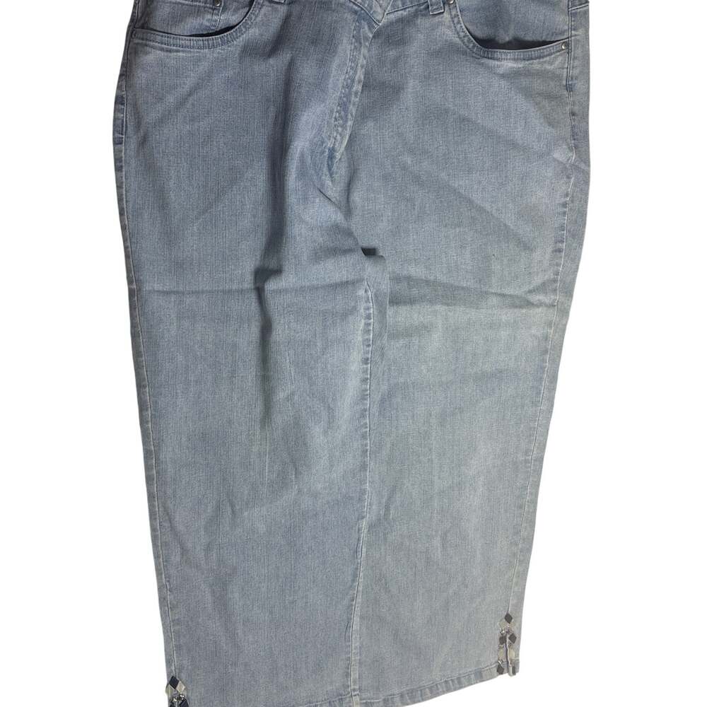 Ruby Rd Blue Denim Beaded Embellished Capri Jeans Womens 16 Classic Travel